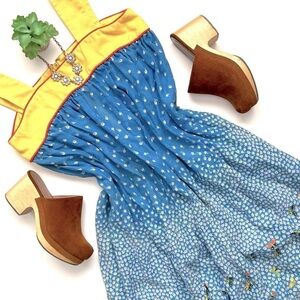 Vintage Page Boy Dallas Maternity Dress Baby Doll Sleeveless Butterfly Floral M